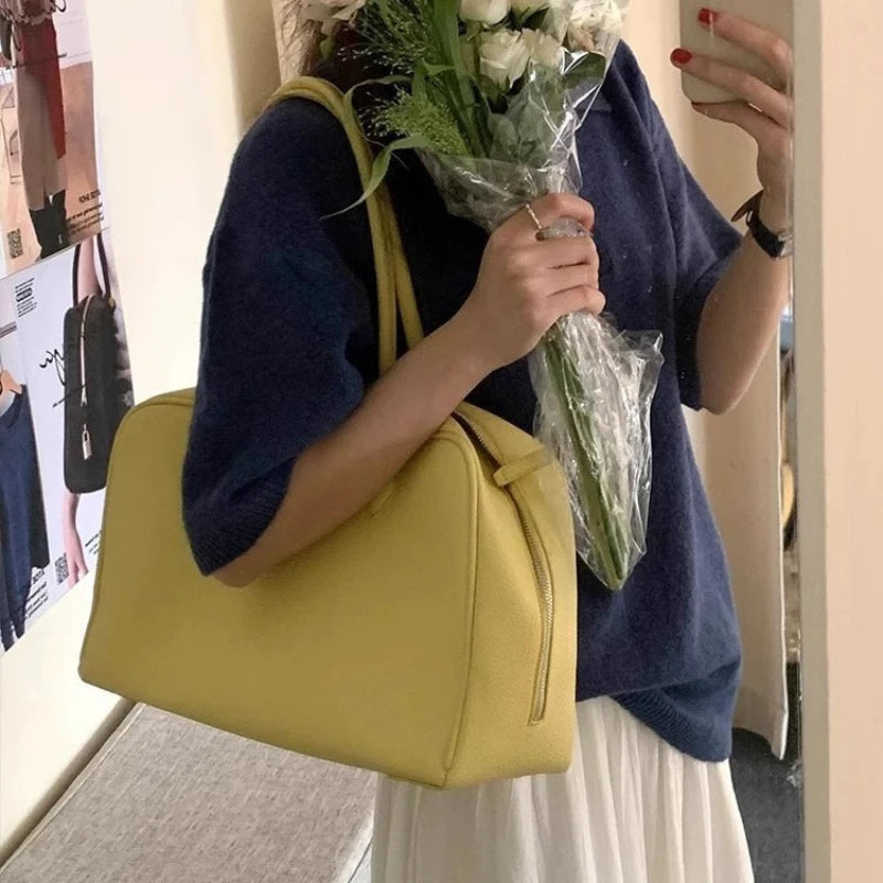Lychee Leather Large Shoulder Bag for Women