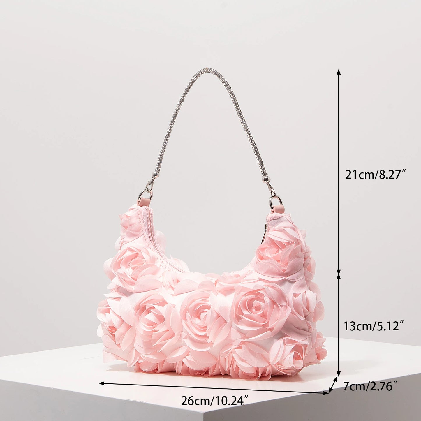 3D Rose Floral Shoulder Bag for Women – Party & Gala