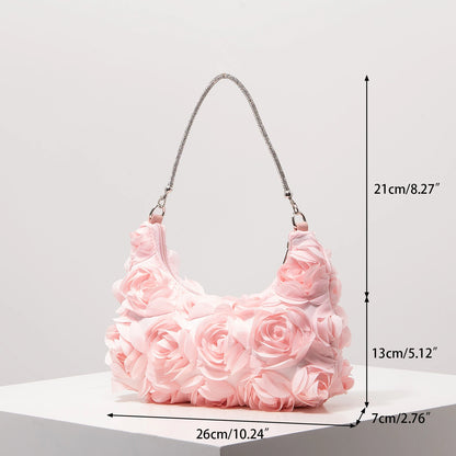 3D Rose Floral Shoulder Bag for Women – Party & Gala