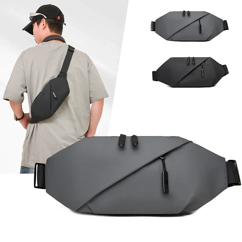 Men's Minimalist PU Waist Bag – Outdoor Sports & Crossbody Pack