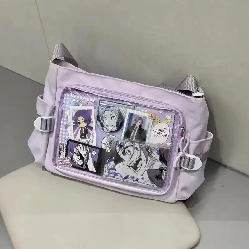 Anime Postcard Display Crossbody Bag Clear Window Messenger Bag