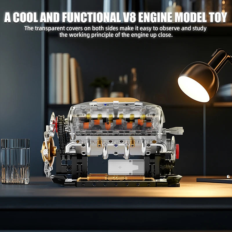 Electric V8 Engine Building Blocks Set – 692pcs Motorized Model Kit