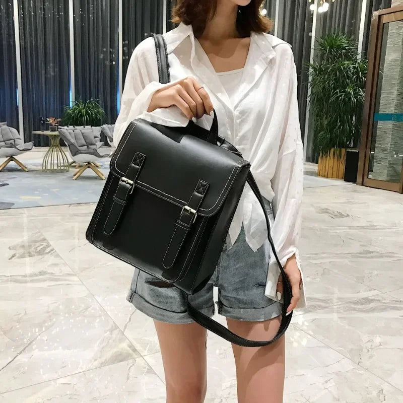 Vintage PU Leather Backpack for Women – Shoulder Bag