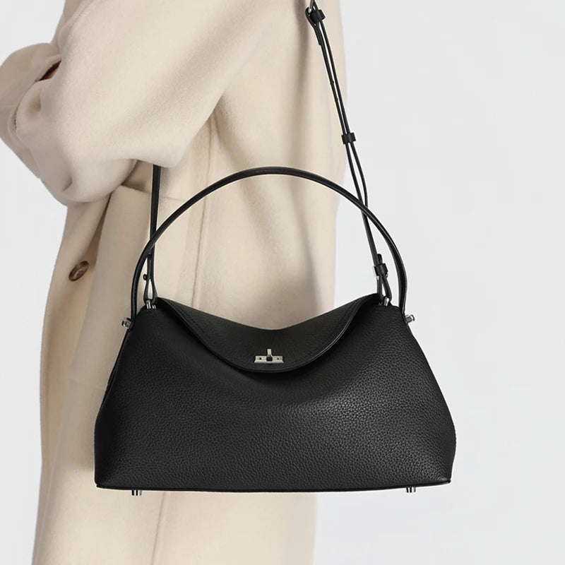 Leather Shoulder Bag for Women – Large Capacity Commute Handbag