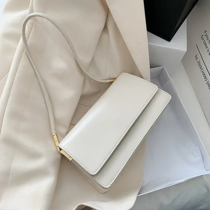 PU Leather Baguette Shoulder Bag – Minimalist Underarm Handbag