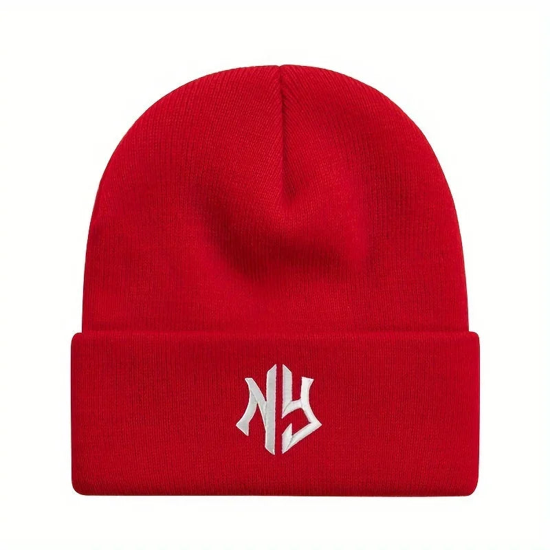 NY Embroidered Knit Beanie – Unisex Winter Hat