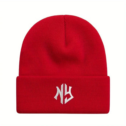 NY Embroidered Knit Beanie – Unisex Winter Hat