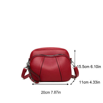 Crossbody Bag for Women – Soft Faux Leather Rivet Zipper Purse