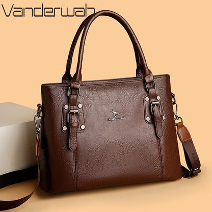 Large Leather Top-Handle Handbag for Women – Crossbody Tote