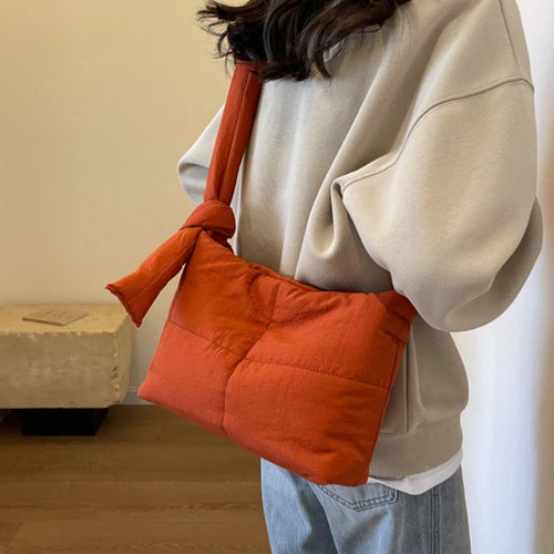 Puffy Down Cotton Padded Shoulder Bag Large Capacity