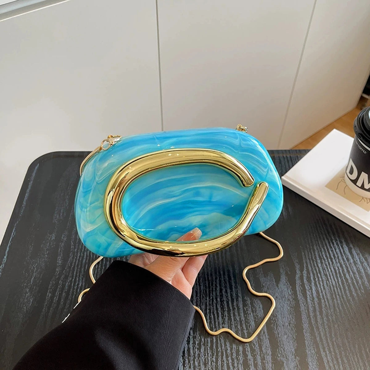Acrylic Metal Handle Evening Bag – Women's Clutch Handbag