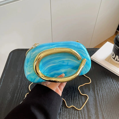 Acrylic Metal Handle Evening Bag – Women's Clutch Handbag