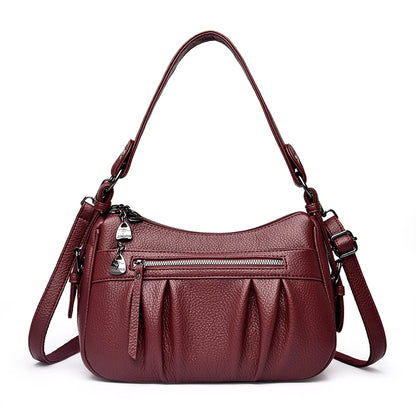 Women's PU Leather Tote Bag – 2-Layer Crossbody & Top-Handle Handbag