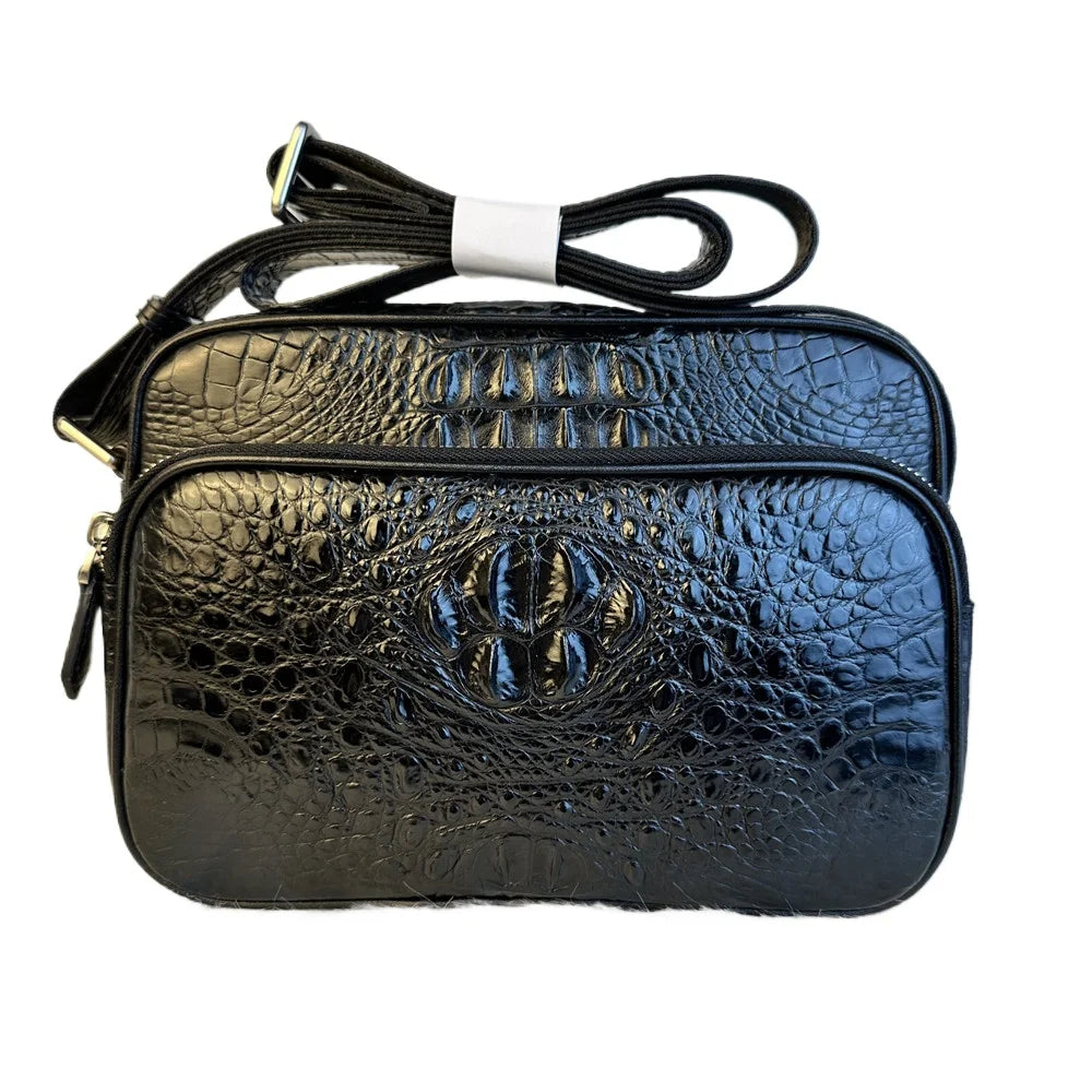 Crocodile Leather Cross-Body Bag for Men – Zipper Shoulder Wallet