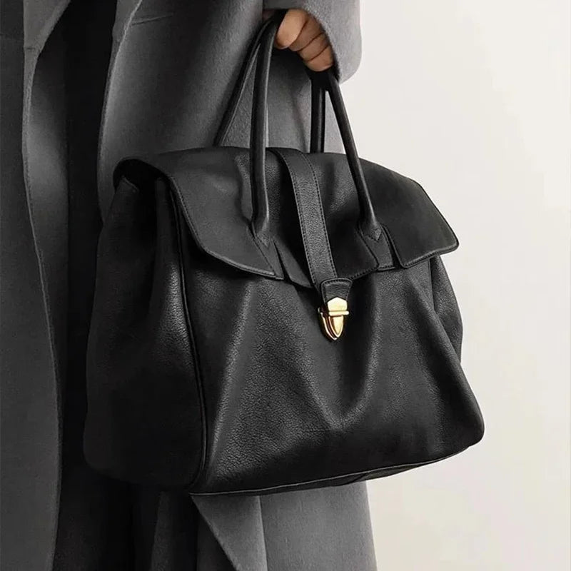 Luxury Lock Tote Bag Large Leather Handbag for Women