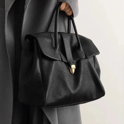 Luxury Lock Tote Bag Large Leather Handbag for Women