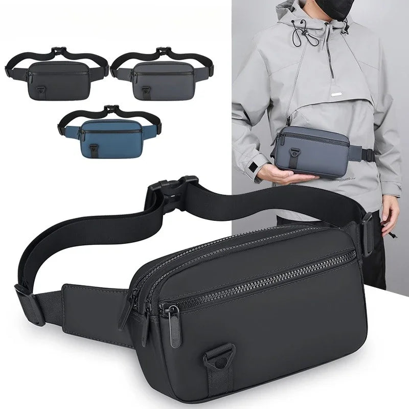 Men's Waterproof Sling Bag – Large Capacity PU Leather Crossbody