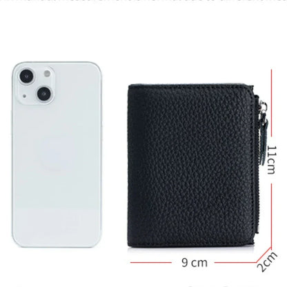 RFID Blocking Genuine Leather Wallet for Women – Short Bifold with Zipper Coin Purse