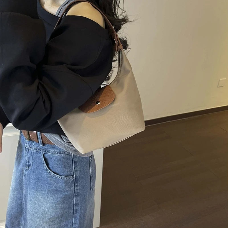 Slouchy Dumpling Shoulder Bag Women Retro Nylon Underarm Bag
