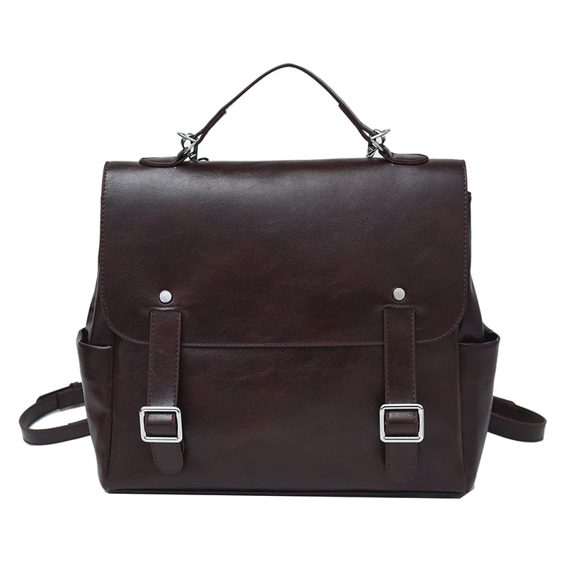 Leather Women's Backpack – Vintage College Style Shoulder Bag