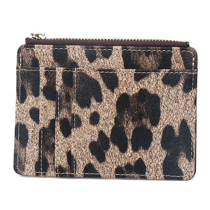 Leopard Print Slim Card Wallet – Zipper Coin Purse
