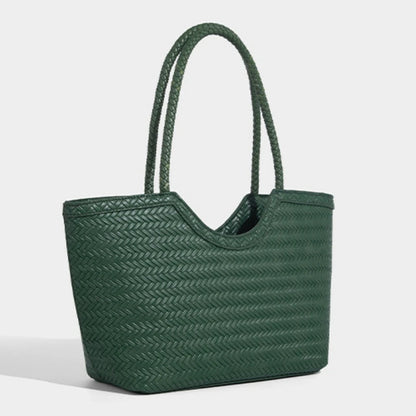 Woven Leather Tote Bag – Large Capacity Women's Shoulder Bag