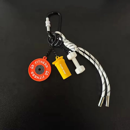 Gym Keychain Lanyard – Dumbbell, Weight Plate & Kettlebell Charms