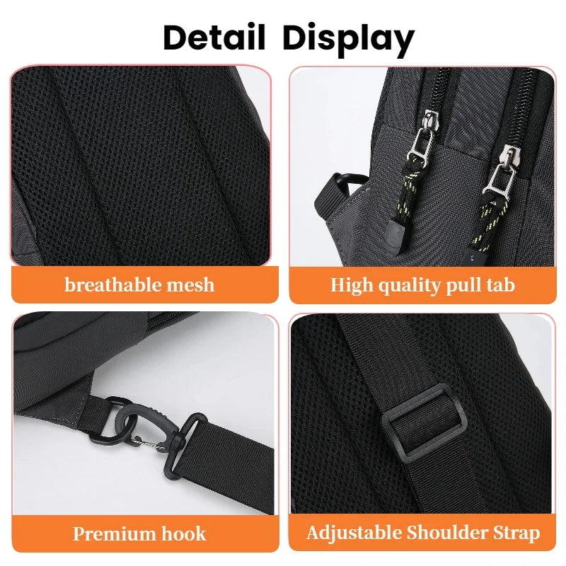 Men's Oxford Crossbody Chest Bag with Multiple Compartments