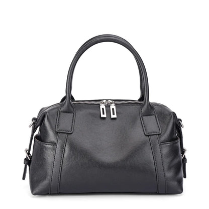 Genuine Leather Boston Tote Bag for Women – Large Capacity Shoulder Handbag