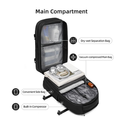Wheeled Travel Backpack – Vacuum Compression Trolley Bag for Business