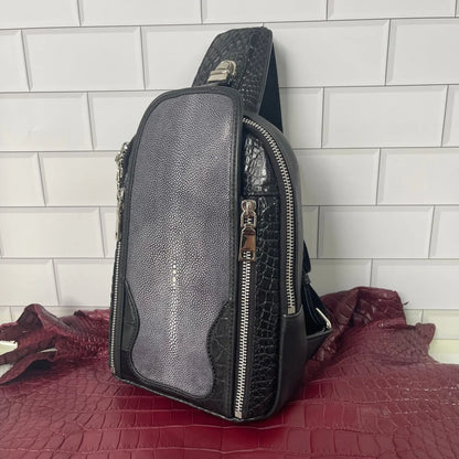Crocodile & Stingray Leather Sling Bag for Men – Handmade Crossbody