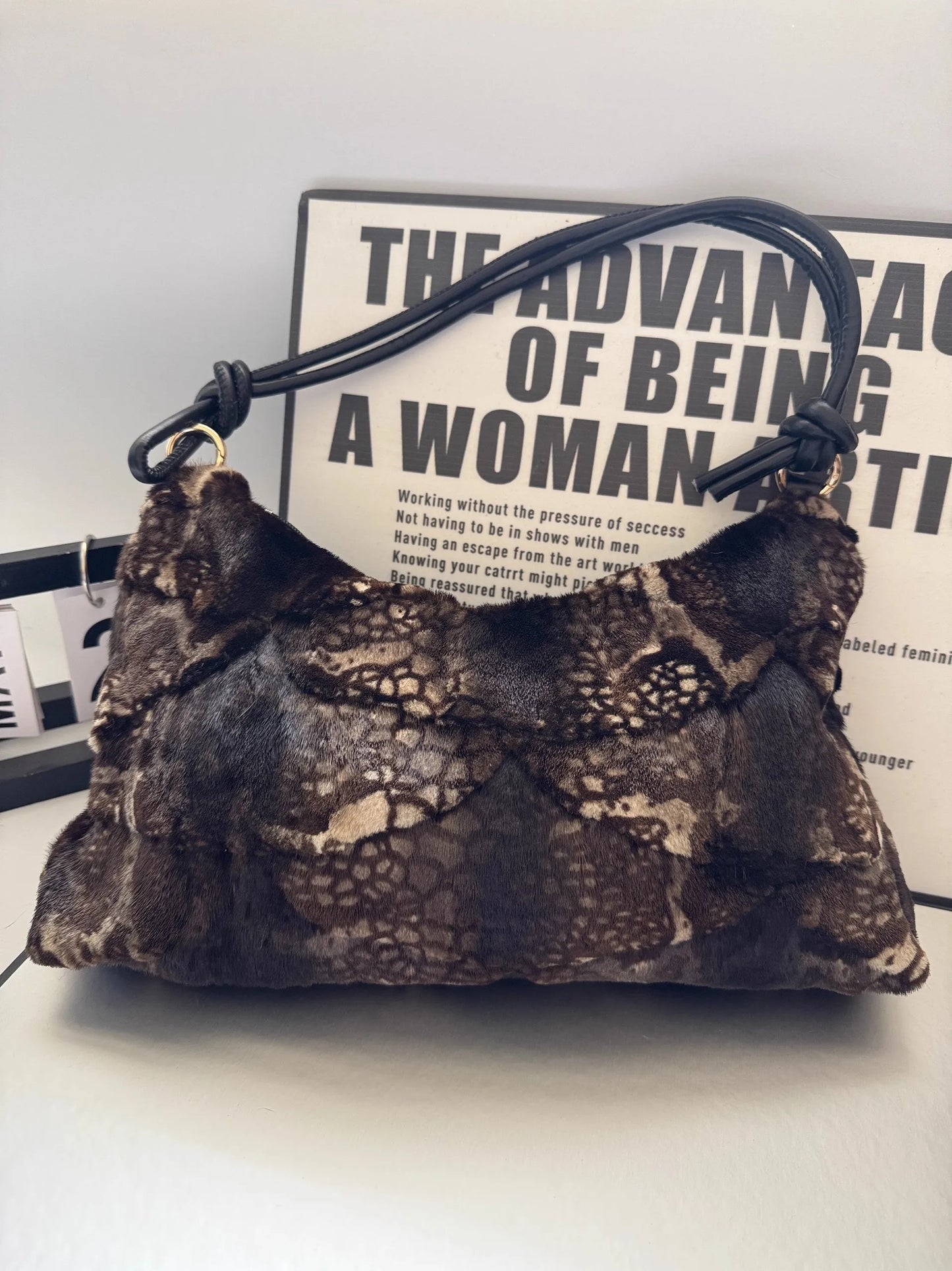 Real Fur Shoulder Bag Women Mink Hair Designer Luxury Handbag Trend Casual Elegant Female Bags