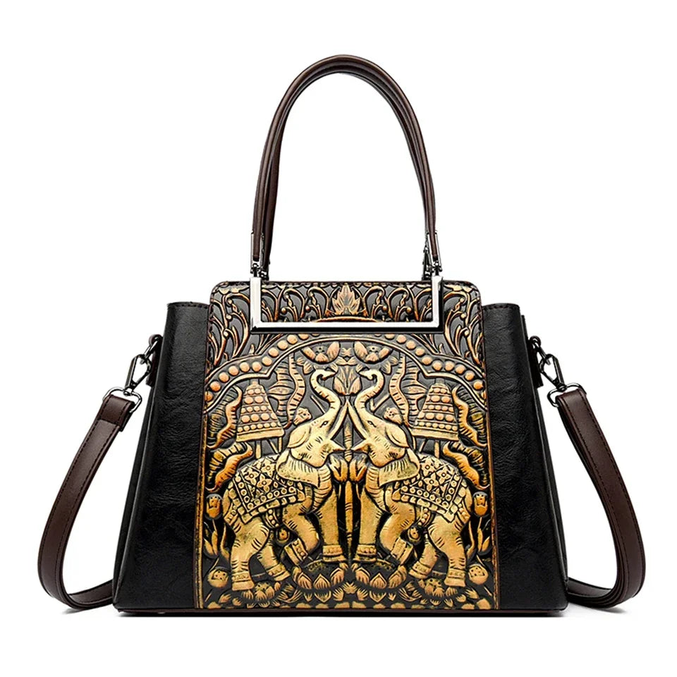 Vintage Embossed Handbag for Women – Large Capacity PU Leather Shoulder Bag