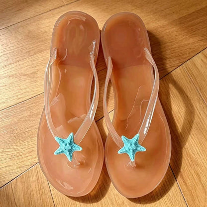 Transparent Crystal Women's Sandals – Korean Sweet Style Beach Flip-Flops