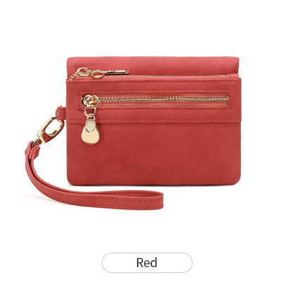 Women's Wristlet Wallet – Short PU Leather Zipper Coin Purse with Card Slots