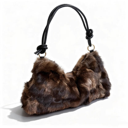 Mew Real Mink Fur Natural Cloud Winter Thick Bag Single Shoulder Women Fluffy Evening Ladies - Thick