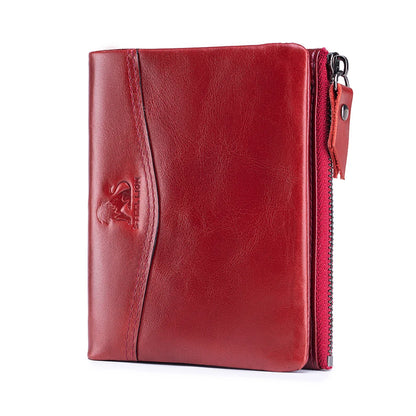 RFID Blocking Leather Wallet – Bifold with Card Slots & Zipper