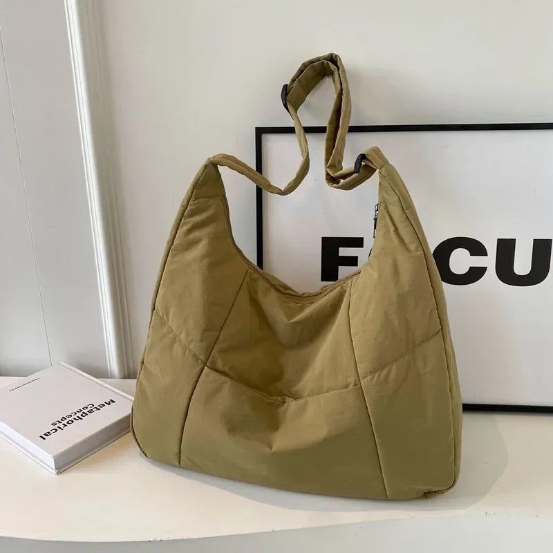 Quilted Puffer Shoulder Bag – Women's Large Soft Tote