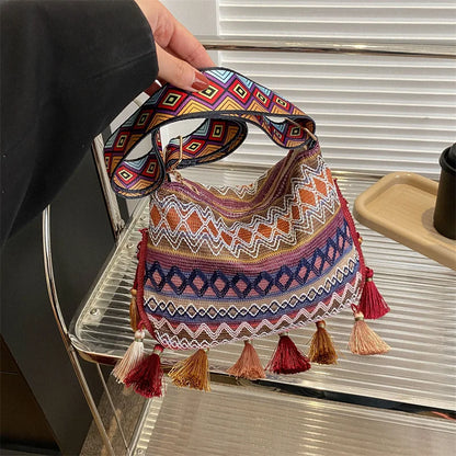 Vintage Women S Bag Tassel Ethnic Handwoven Crossbody Lady Hippie Sling Shoulder Bags Ladies Handbag