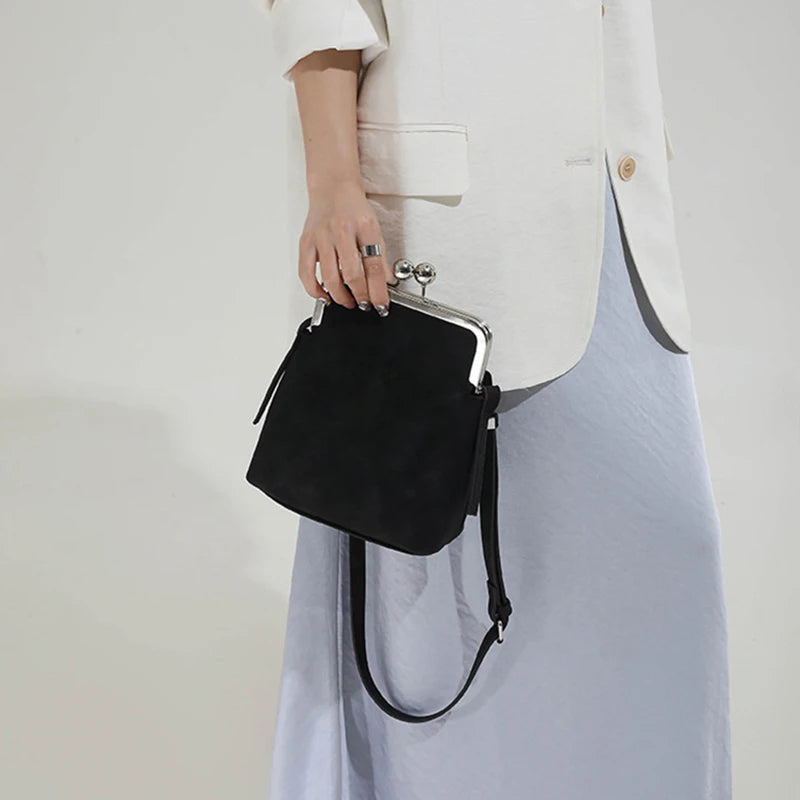 Lychee Pattern Crossbody Bag – Metal Clip Frame Women's Shoulder Bag