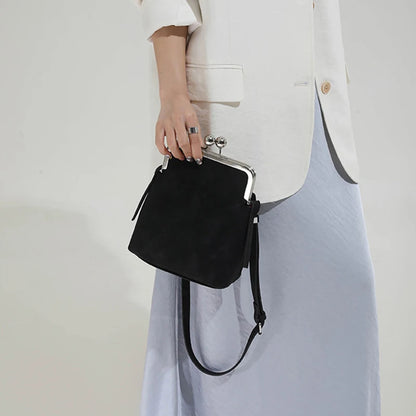 Lychee Pattern Crossbody Bag – Metal Clip Frame Women's Shoulder Bag