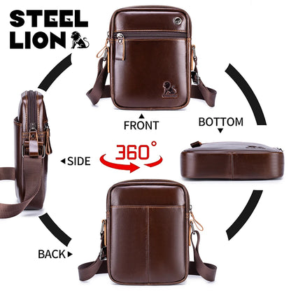 Steel Lion Men's Genuine Leather Crossbody Bag
