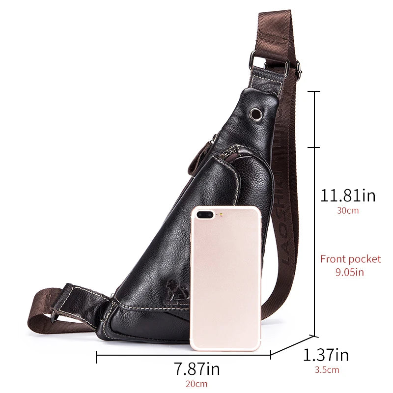 Genuine Leather Men's Triangle Sling Chest Bag – Retro Mini