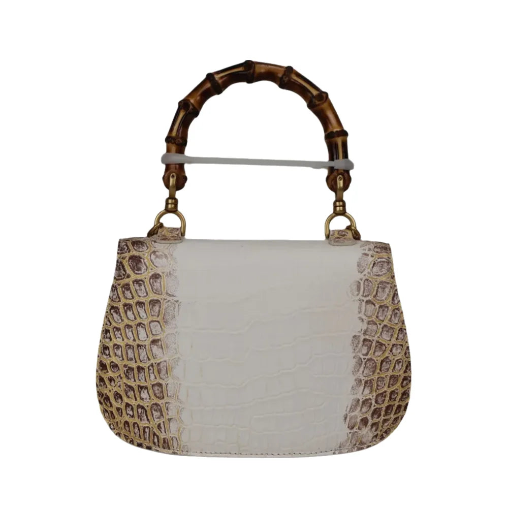 Crocodile Leather Bamboo Handbag – Women's Shoulder & Crossbody Bag