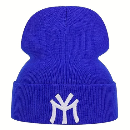 NY Embroidered Knit Beanie – Unisex Winter Hat
