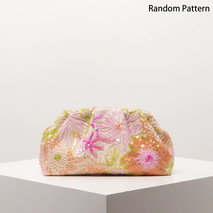 Clutch Bag Sequin Bag Floral Pop Embroidery Bag Gala Night Prom Bag