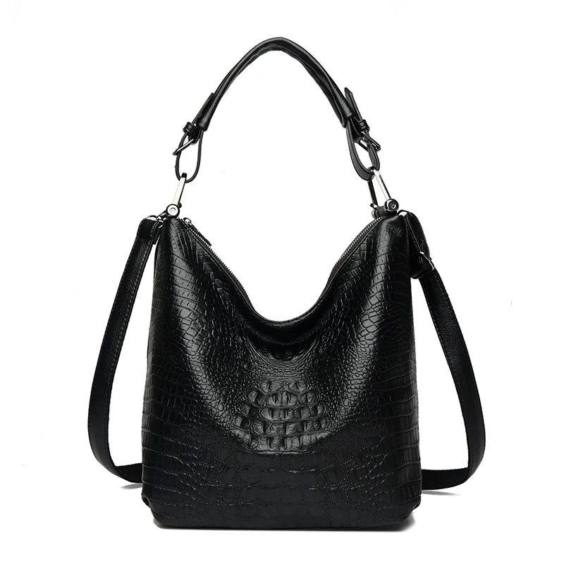 Crocodile Pattern Hobo Bag for Women – Leather Shoulder Crossbody