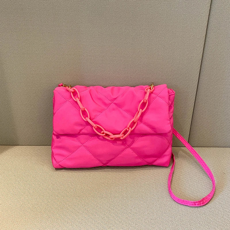 Diamond Quilted Crossbody Bag for Women – Chain Shoulder Handbag