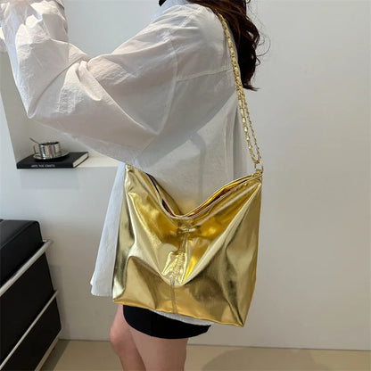 Glossy PU Leather Tote Bag for Women