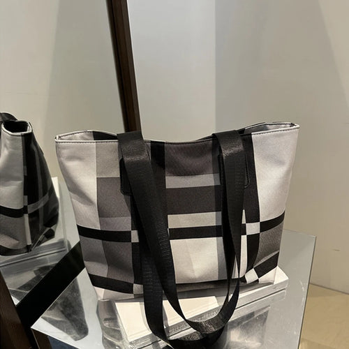 Checkered Tote Bag for Women – Plaid Shoulder Commuter Handbag